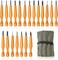Wood Carving Tools Set - 20 Pcs Wood Carving Knife Set Beginner Whittling Kit with Canvas Case for Adults Children, Carving DIY Wood Carving Kit - Perfect for Beginners and Experts